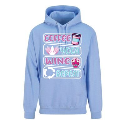 Coffee Yoga And Wine Repeat Yoga Meaningful Gift Unisex Surf Hoodie