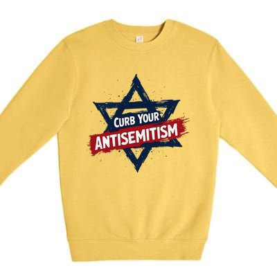 Curb Your Antisemitism Grunge Star Of David End Jew Hatred Premium Crewneck Sweatshirt