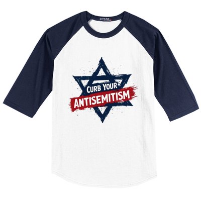 Curb Your Antisemitism Grunge Star Of David End Jew Hatred Baseball Sleeve Shirt