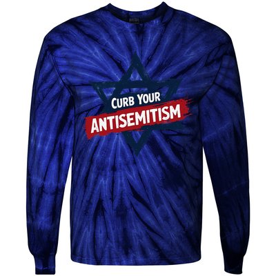 Curb Your Antisemitism Grunge Star Of David End Jew Hatred Tie-Dye Long Sleeve Shirt