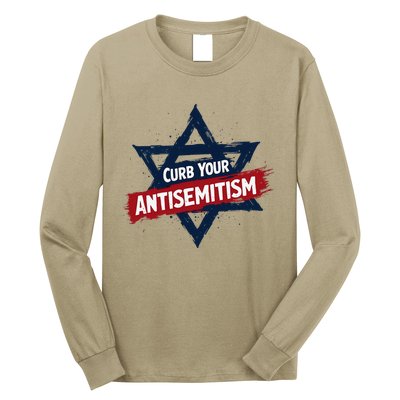 Curb Your Antisemitism Grunge Star Of David End Jew Hatred Long Sleeve Shirt