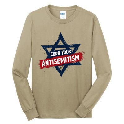 Curb Your Antisemitism Grunge Star Of David End Jew Hatred Tall Long Sleeve T-Shirt