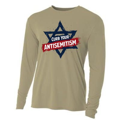 Curb Your Antisemitism Grunge Star Of David End Jew Hatred Cooling Performance Long Sleeve Crew