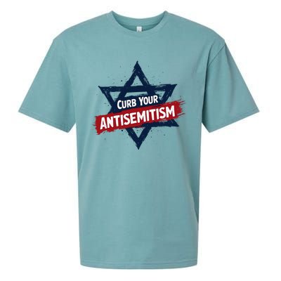 Curb Your Antisemitism Grunge Star Of David End Jew Hatred Sueded Cloud Jersey T-Shirt