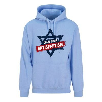 Curb Your Antisemitism Grunge Star Of David End Jew Hatred Unisex Surf Hoodie