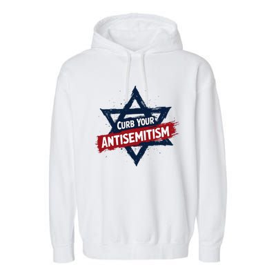 Curb Your Antisemitism Grunge Star Of David End Jew Hatred Garment-Dyed Fleece Hoodie