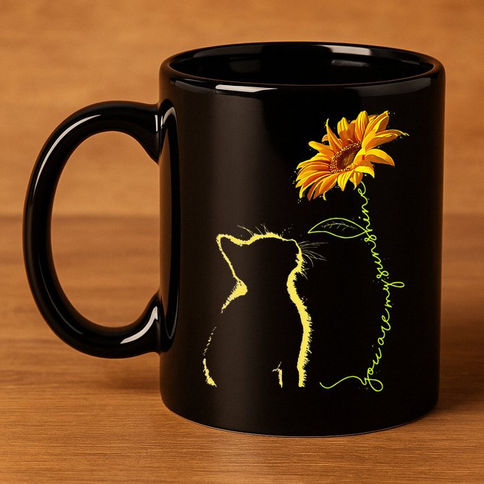Cat You Are My Sunshine Cats Tee Gifts 11oz C Handle Ceramic Mug