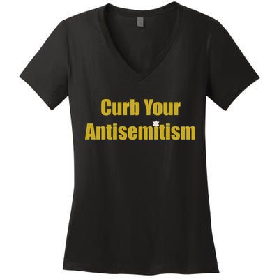 Curb Your Antisemitism Support Israel Women's V-Neck T-Shirt