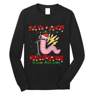 Christmas Youre A Worm With A Mustache Funny Merry Xmas Santa Claus Long Sleeve Shirt