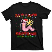 Christmas Youre A Worm With A Mustache Funny Merry Xmas Santa Claus T-Shirt