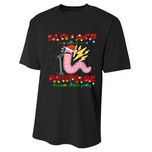 Christmas Youre A Worm With A Mustache Funny Merry Xmas Santa Claus Performance Sprint T-Shirt