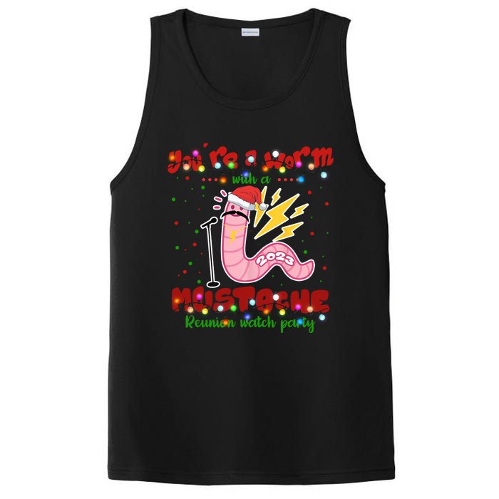 Christmas Youre A Worm With A Mustache Funny Merry Xmas Santa Claus PosiCharge Competitor Tank