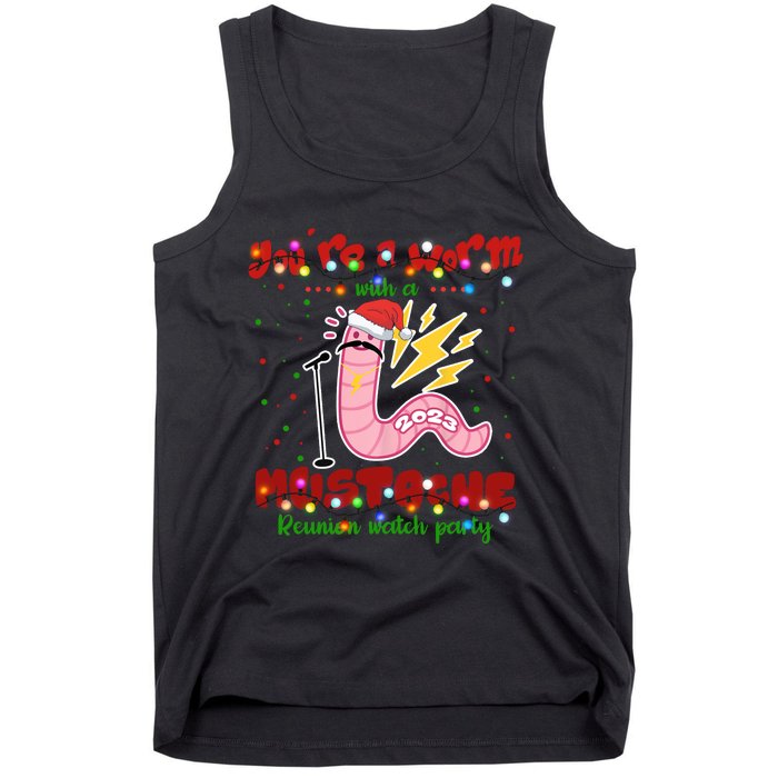 Christmas Youre A Worm With A Mustache Funny Merry Xmas Santa Claus Tank Top