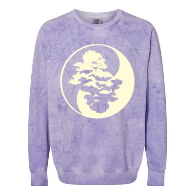 Cool Yin And Yang Circle With Trees Forest Harmony Yin Yang Gift Colorblast Crewneck Sweatshirt