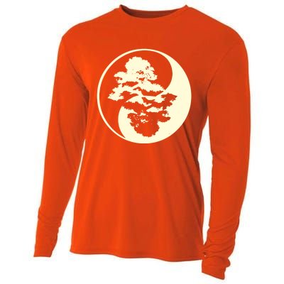 Cool Yin And Yang Circle With Trees Forest Harmony Yin Yang Gift Cooling Performance Long Sleeve Crew