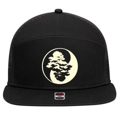 Cool Yin And Yang Circle With Trees Forest Harmony Yin Yang Gift 7 Panel Mesh Trucker Snapback Hat