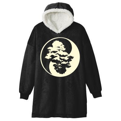 Cool Yin And Yang Circle With Trees Forest Harmony Yin Yang Gift Hooded Wearable Blanket