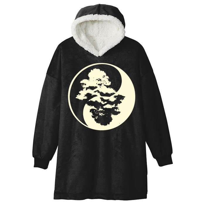 Cool Yin And Yang Circle With Trees Forest Harmony Yin Yang Gift Hooded Wearable Blanket