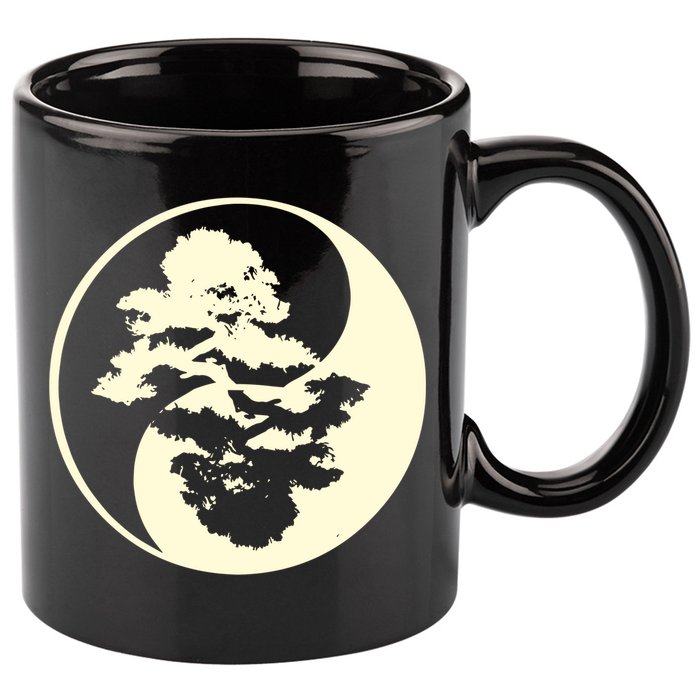 Cool Yin And Yang Circle With Trees Forest Harmony Yin Yang Gift 11oz C Handle Ceramic Mug