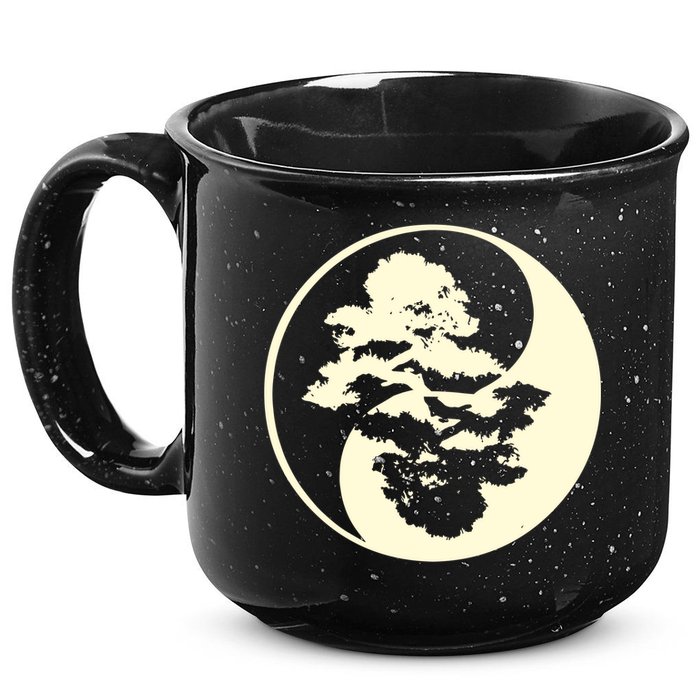 Cool Yin And Yang Circle With Trees Forest Harmony Yin Yang Gift 15oz Campfire Ceramic Mug