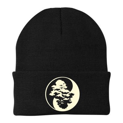 Cool Yin And Yang Circle With Trees Forest Harmony Yin Yang Gift Beanie