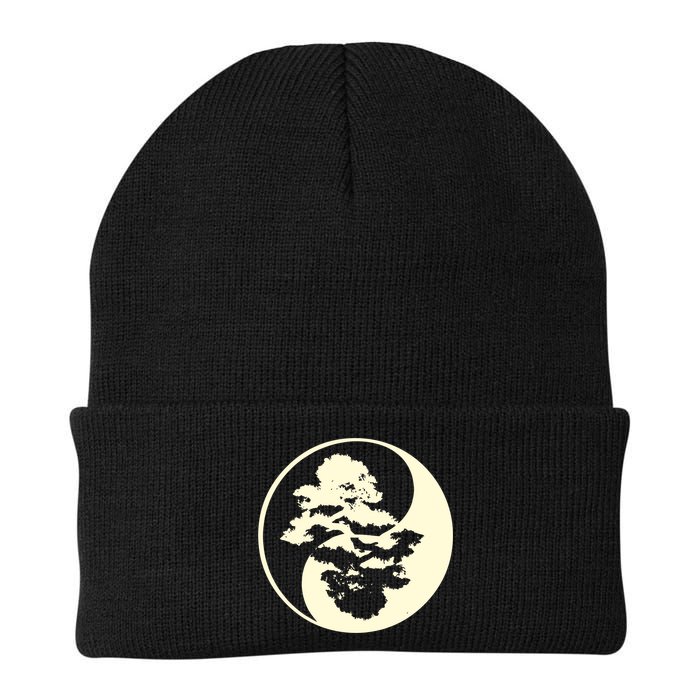 Cool Yin And Yang Circle With Trees Forest Harmony Yin Yang Gift Beanie