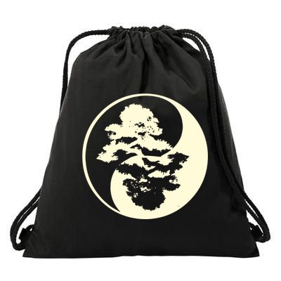 Cool Yin And Yang Circle With Trees Forest Harmony Yin Yang Gift Drawstring Bag