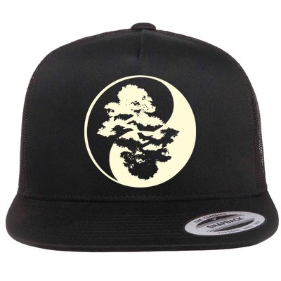 Cool Yin And Yang Circle With Trees Forest Harmony Yin Yang Gift Flatbill Hat