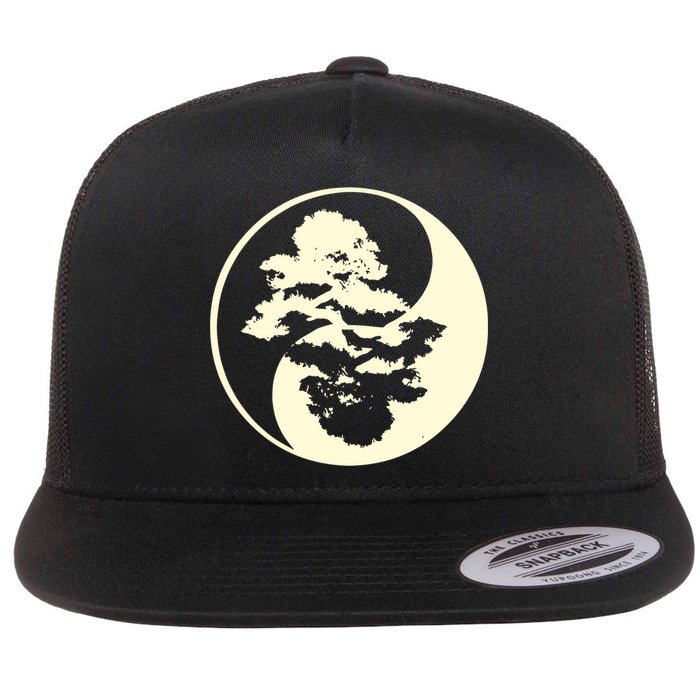 Cool Yin And Yang Circle With Trees Forest Harmony Yin Yang Gift Flatbill Hat