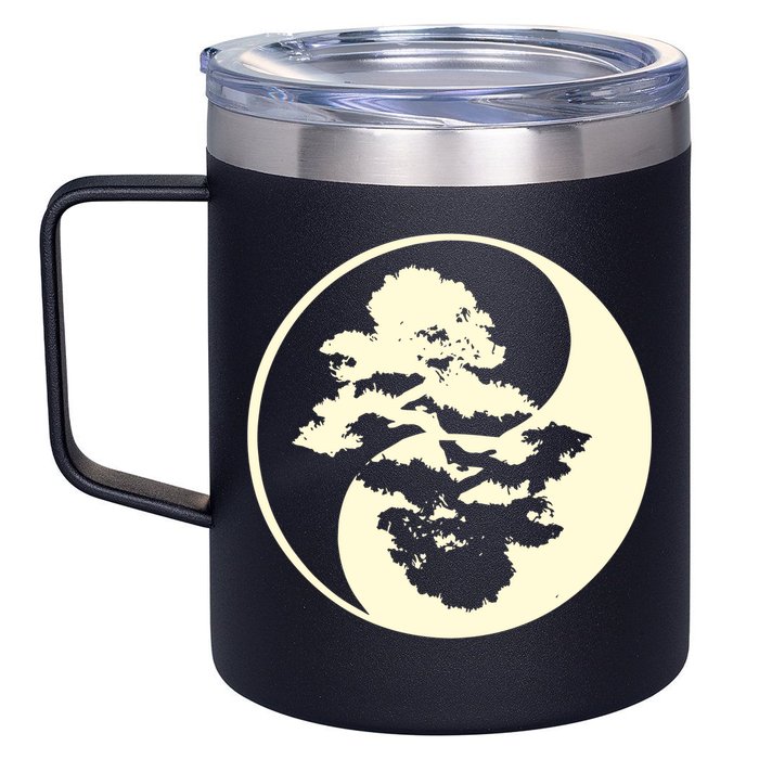 Cool Yin And Yang Circle With Trees Forest Harmony Yin Yang Gift 12oz Stainless Steel Coffee Mug