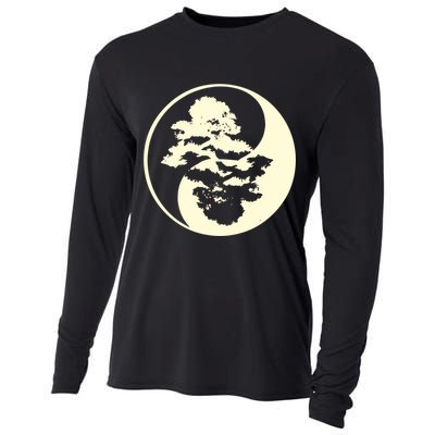 Cool Yin And Yang Circle With Trees Forest Harmony Yin Yang Gift Cooling Performance Long Sleeve Crew