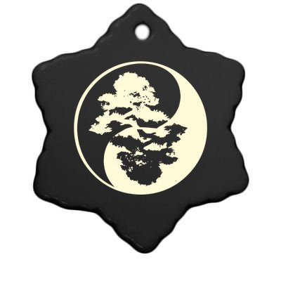 Cool Yin And Yang Circle With Trees Forest Harmony Yin Yang Gift Ceramic Star Ornament