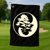 Cool Yin And Yang Circle With Trees Forest Harmony Yin Yang Gift Golf Towel