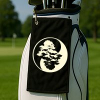 Cool Yin And Yang Circle With Trees Forest Harmony Yin Yang Gift Golf Towel