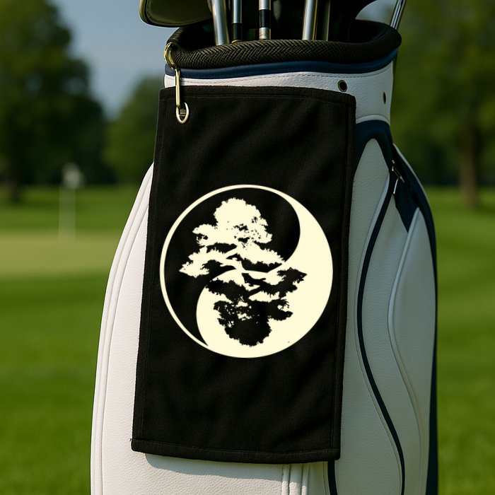 Cool Yin And Yang Circle With Trees Forest Harmony Yin Yang Gift Golf Towel