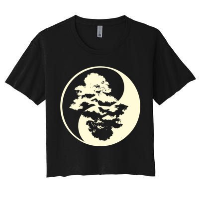 Cool Yin And Yang Circle With Trees Forest Harmony Yin Yang Gift Crop Top