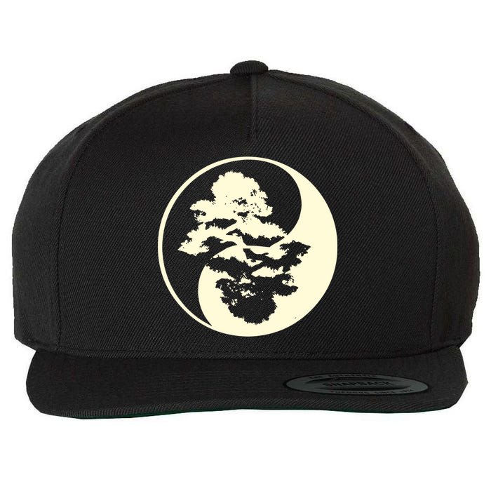 Cool Yin And Yang Circle With Trees Forest Harmony Yin Yang Gift Wool Snapback Cap