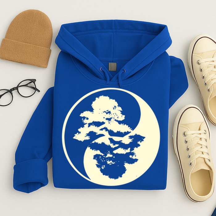 Cool Yin And Yang Circle With Trees Forest Harmony Yin Yang Gift Hoodie