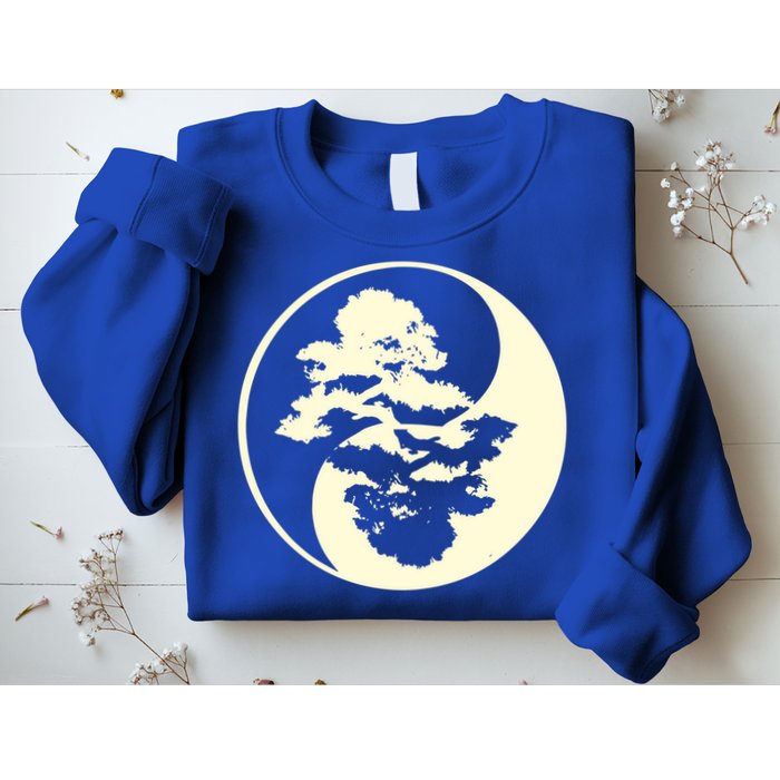 Cool Yin And Yang Circle With Trees Forest Harmony Yin Yang Gift Sweatshirt