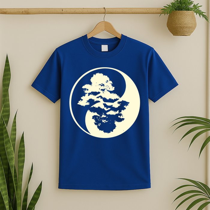 Cool Yin And Yang Circle With Trees Forest Harmony Yin Yang Gift T-Shirt
