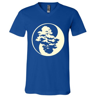 Cool Yin And Yang Circle With Trees Forest Harmony Yin Yang Gift V-Neck T-Shirt