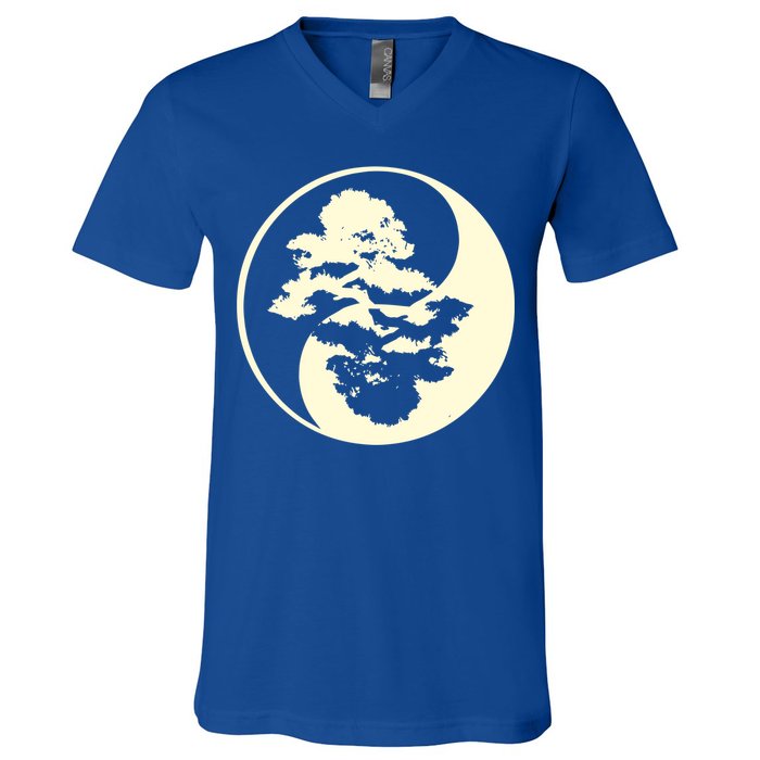 Cool Yin And Yang Circle With Trees Forest Harmony Yin Yang Gift V-Neck T-Shirt