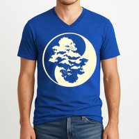 Cool Yin And Yang Circle With Trees Forest Harmony Yin Yang Gift V-Neck T-Shirt