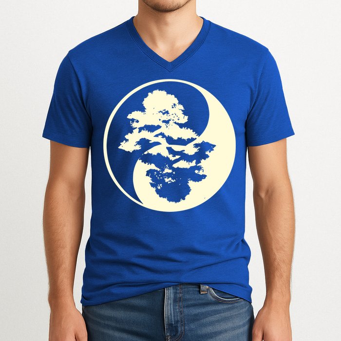 Cool Yin And Yang Circle With Trees Forest Harmony Yin Yang Gift V-Neck T-Shirt