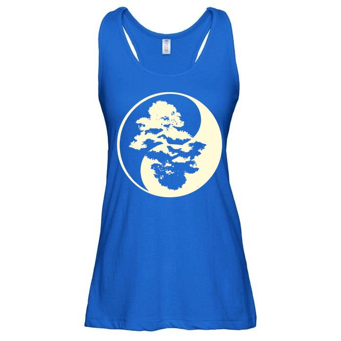 Cool Yin And Yang Circle With Trees Forest Harmony Yin Yang Gift Ladies Essential Flowy Tank