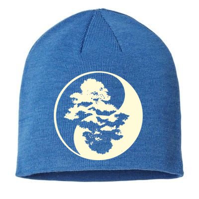 Cool Yin And Yang Circle With Trees Forest Harmony Yin Yang Gift Sustainable Beanie