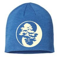 Cool Yin And Yang Circle With Trees Forest Harmony Yin Yang Gift Sustainable Beanie
