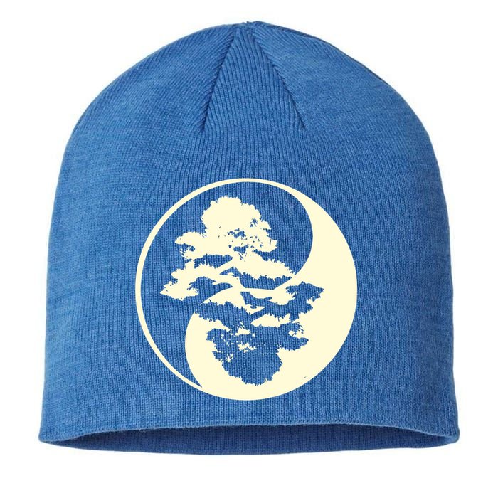 Cool Yin And Yang Circle With Trees Forest Harmony Yin Yang Gift Sustainable Beanie