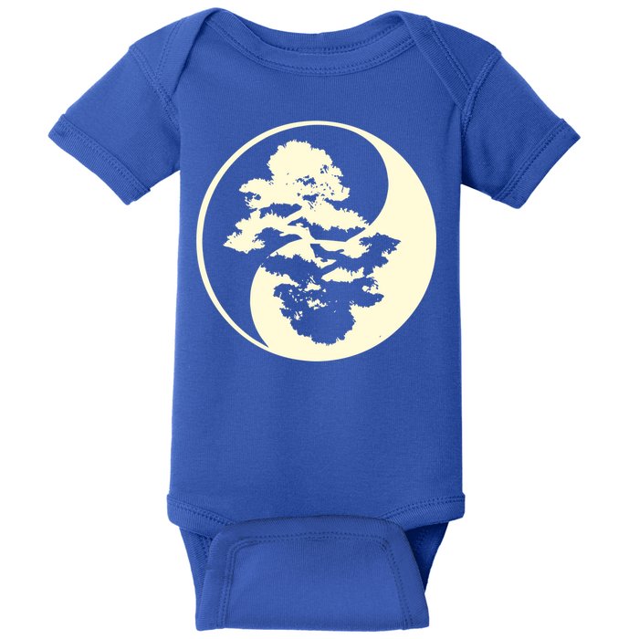 Cool Yin And Yang Circle With Trees Forest Harmony Yin Yang Gift Baby Bodysuit