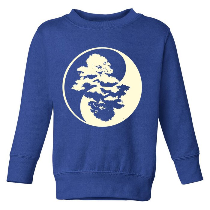Cool Yin And Yang Circle With Trees Forest Harmony Yin Yang Gift Toddler Sweatshirt